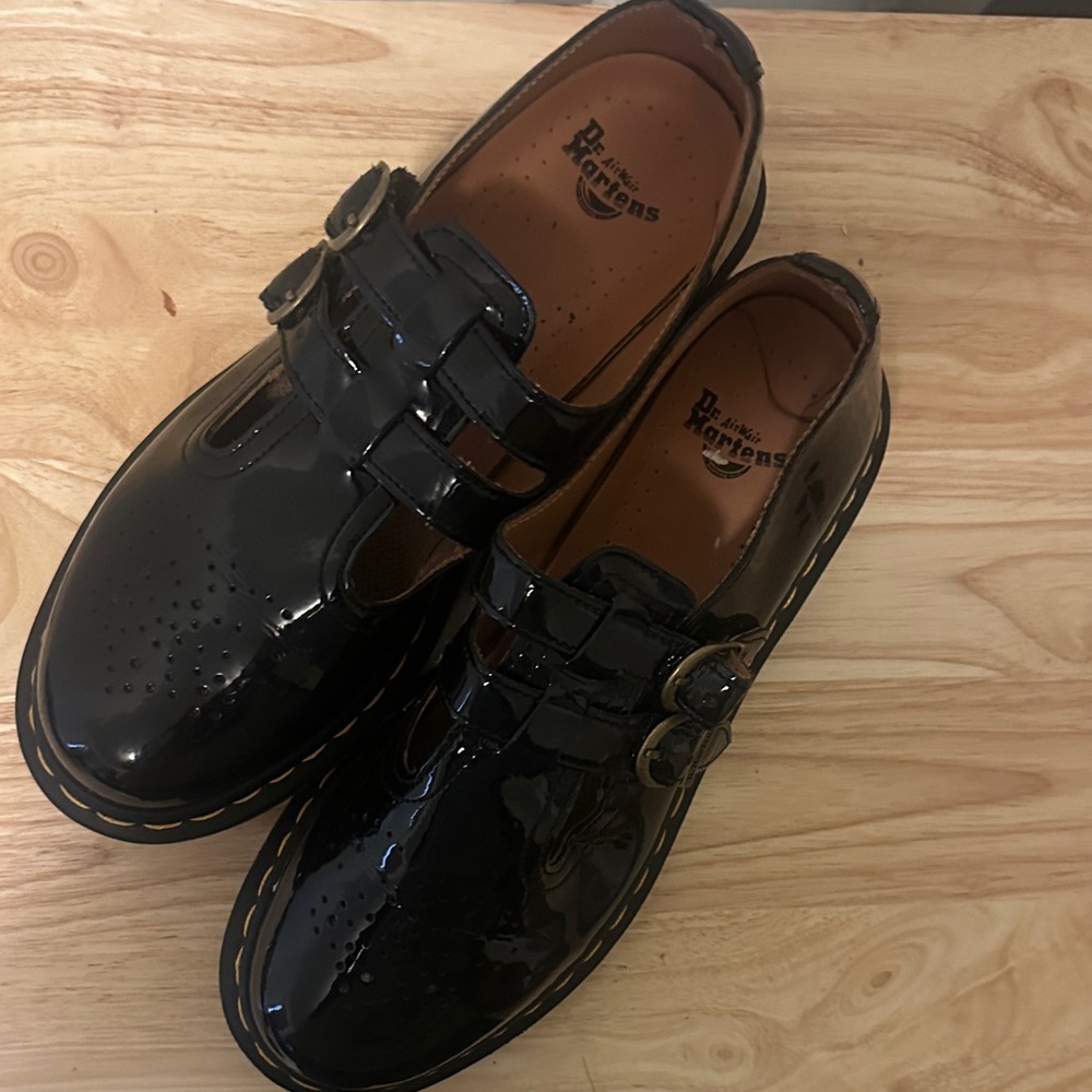 Dr. Martens Black Patent Mary Jane Double Monk Shoes
